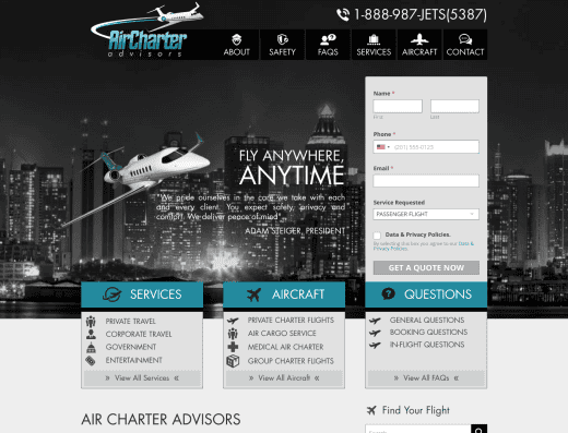 Picture of Air Charter Advisors company website