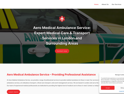 Picture of Aero Medical Ambulance Service company website.