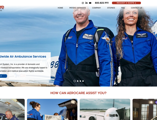 Picture of AeroCare company website.