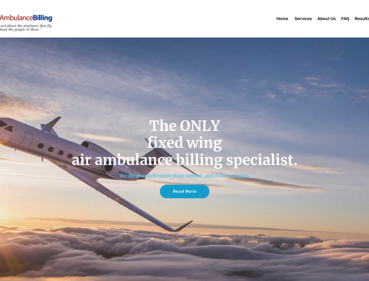Picture of Air Ambulance Billing company website.