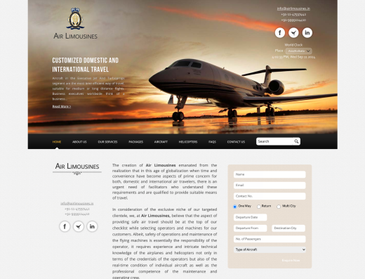 Picture of Air Limousines company website.