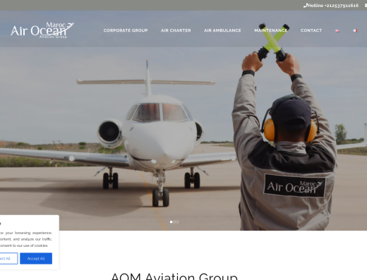 Picture of Air Ocean Aviation Group company website.