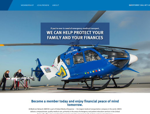 Picture of AirMedCare Network company website.