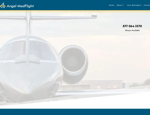 Picture of Angel MedFlight Worldwide Air Ambulance Services company website.