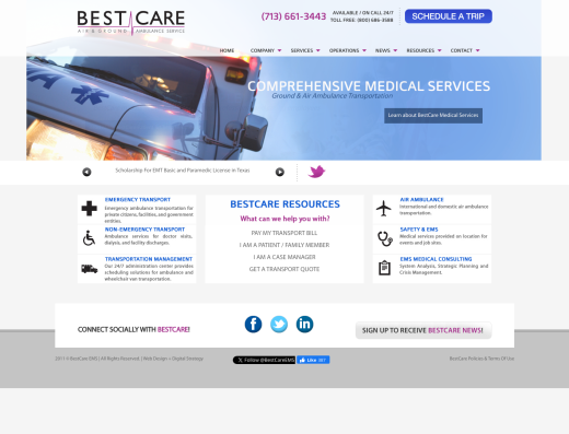 Picture of BestCare EMS company website.