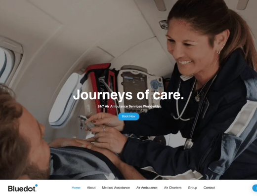 Picture of Bluedot Air Ambulance company website.