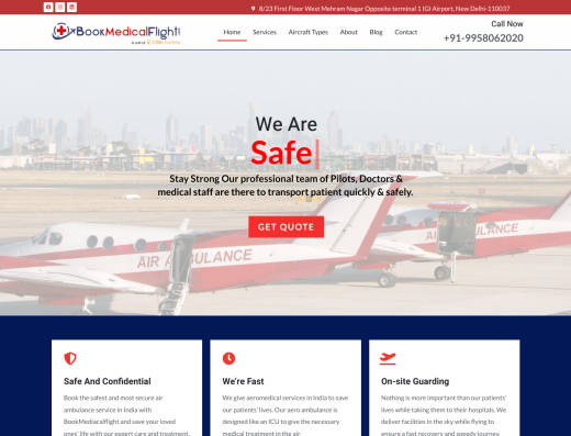 Picture of BookMedicalFlight company website.