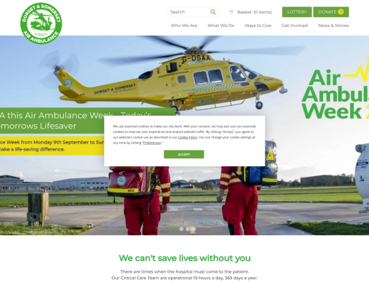 Picture of Dorset Somerset Air Ambulance company website.