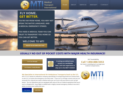 Picture of Global Medflight company website.