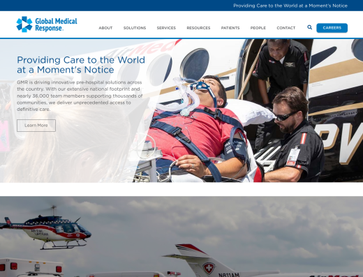 Picture of Global Medical Response company website.