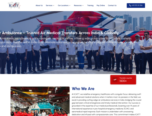 Picture of ICATT Air Ambulance Service company website.