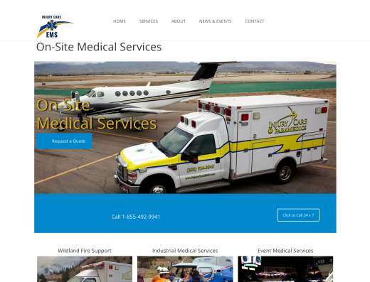 Picture of Injury Care Emergency Medical Services company website.