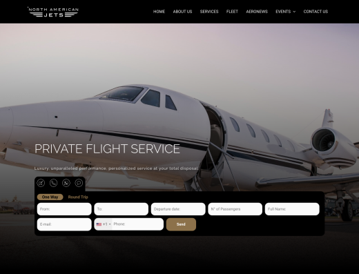 Picture of North American Jets company website.