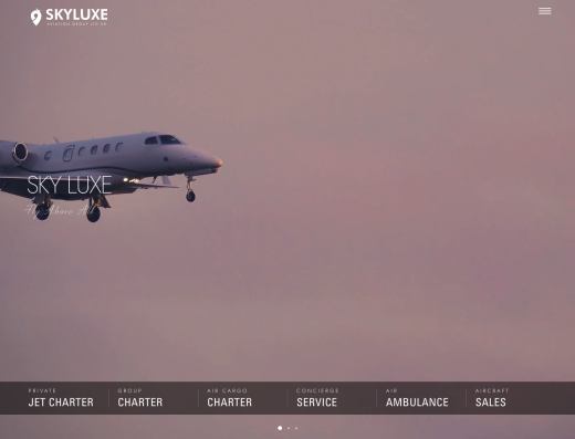 Picture of Skyluxe Aviation company website.