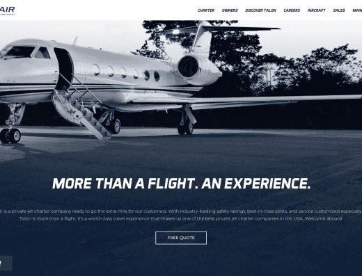 Picture of Talon Air Jets company website