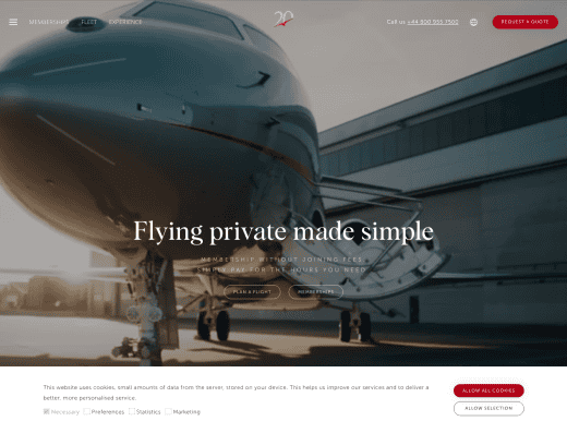 Picture of VistaJet company website