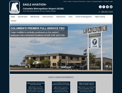Picture of Eagle Aviation company website
