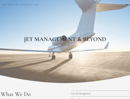 Picture of Elite Air Charter company website