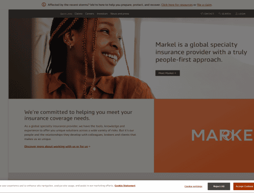 Picture of Markel Specialty company website