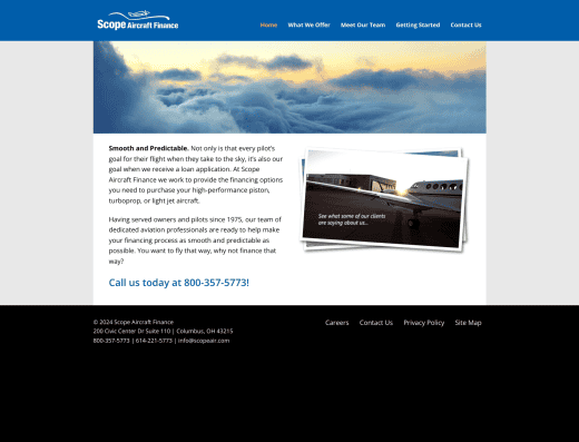 Picture of Scope Aircraft Finance company website
