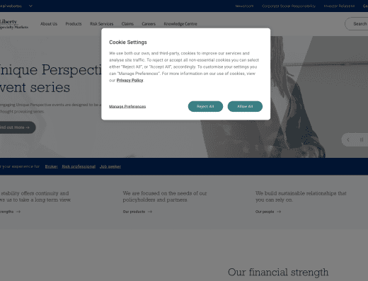 Picture of Liberty Specialty Markets company website