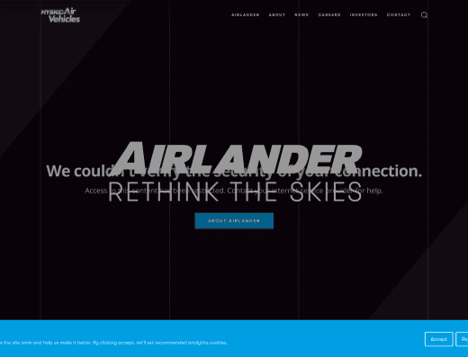 Picture of Hybrid Air Vehicles company website