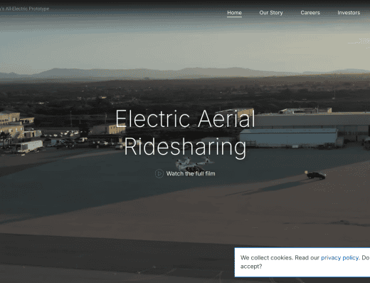 Picture of Joby Aviation company website