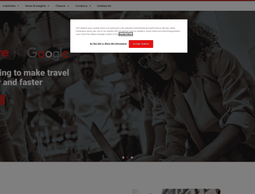 Picture of Sabre Airline Solutions company website