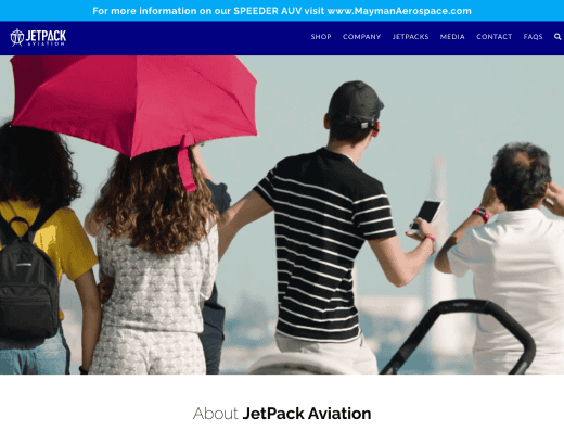 Picture of Jetpack Aviation company website