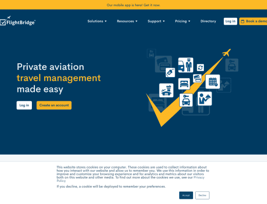 Picture of FlightBridge company website