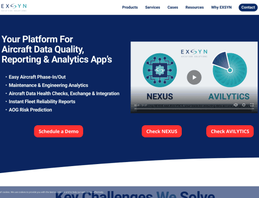 Picture of EXSYN Aviation Solutions company website