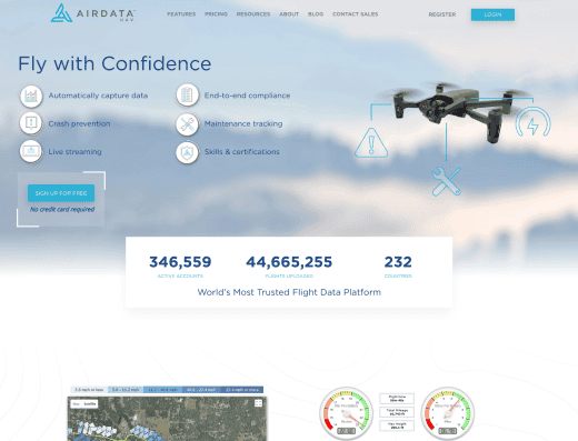 Picture of AirData company website