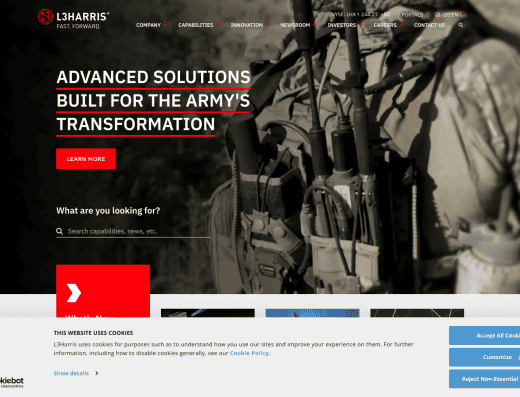 Picture of L3Harris Technologies company website
