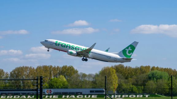 Image of aircraft over Rotterdam Airport.