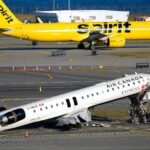 Damaged aircraft at LaGuardia Airport runway after safety incident