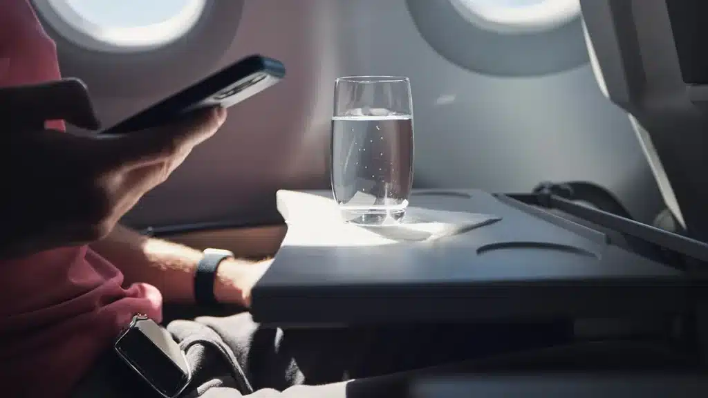 Why Aircraft Cabins Feel So Dry - And What It Does to Your Body 3 traveler staying hydrated during flight